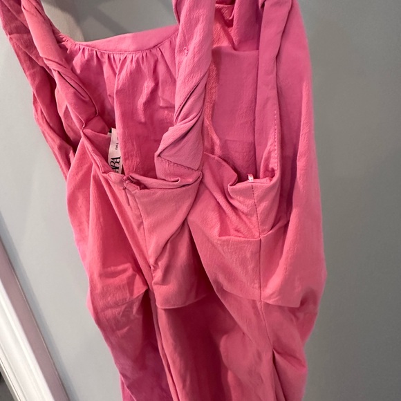 ZARA WOMEN'S MIDI DRESS WITH DRAPED And Slit DETAIL PINK SIZE L - Picture 4 of 6